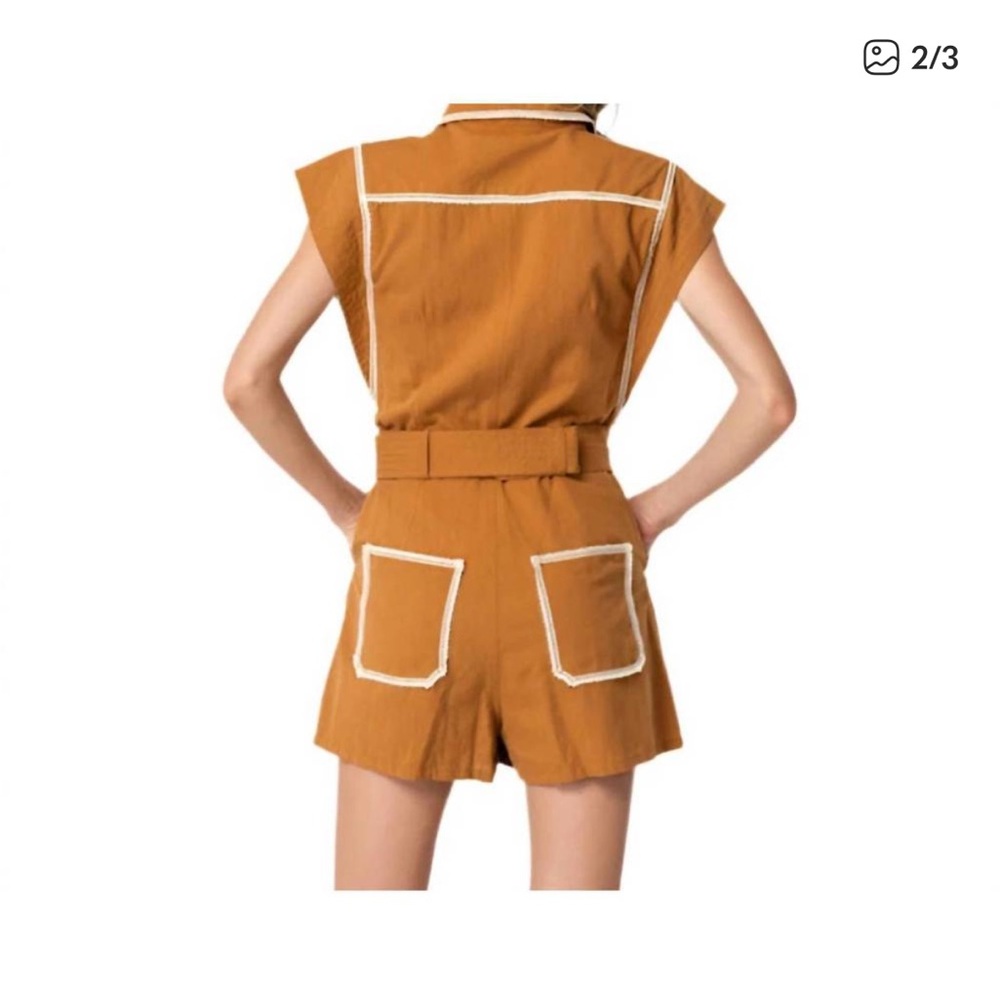Ciebon Crochet Detail Romper in Brown NWT